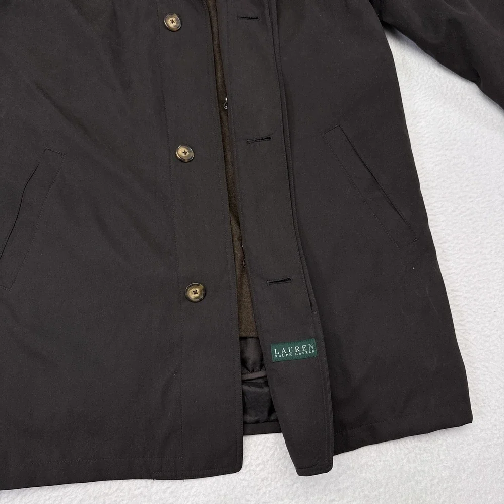 Lauren Ralph Lauren Over Coat Sz 40 Brown Wool Quilted Removeable Liner Commute